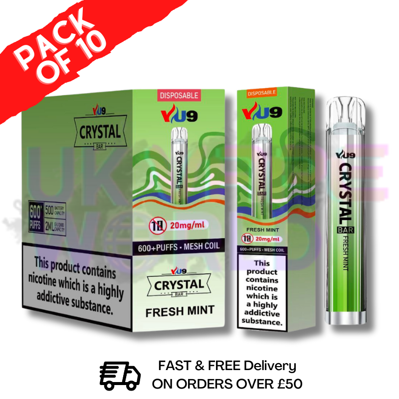 Fresh Mint Crystal Bar Puffs 600 VU9 Box Of 10