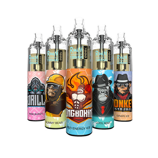 7000 Puffs Disposable Vape - RandM Tornado 14mL, RGB Lights, 56 Flavors