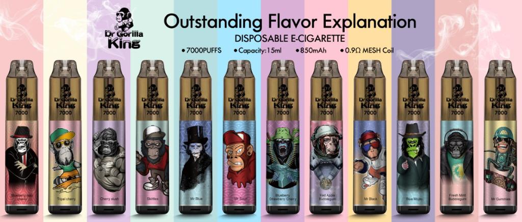 Gorilla King 7k Puffs Rechargeable Disposable Vape 2ml 20 mg nic with Draw-activation Firing Mechanism