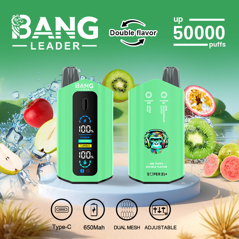 Bang Leader 50000 Disposable Vape - 50K Puffs, 36mBang Leader 50000 Puffs Disposable Vape (0% to 5% Nicotine) – Dual Pods(20mL+20mL) Unmatched Performance 650mAh battery 12 Flavors &nbsp;l E-Liquid (0-5% Nicotine) 36mL650mAh 12 Flavors