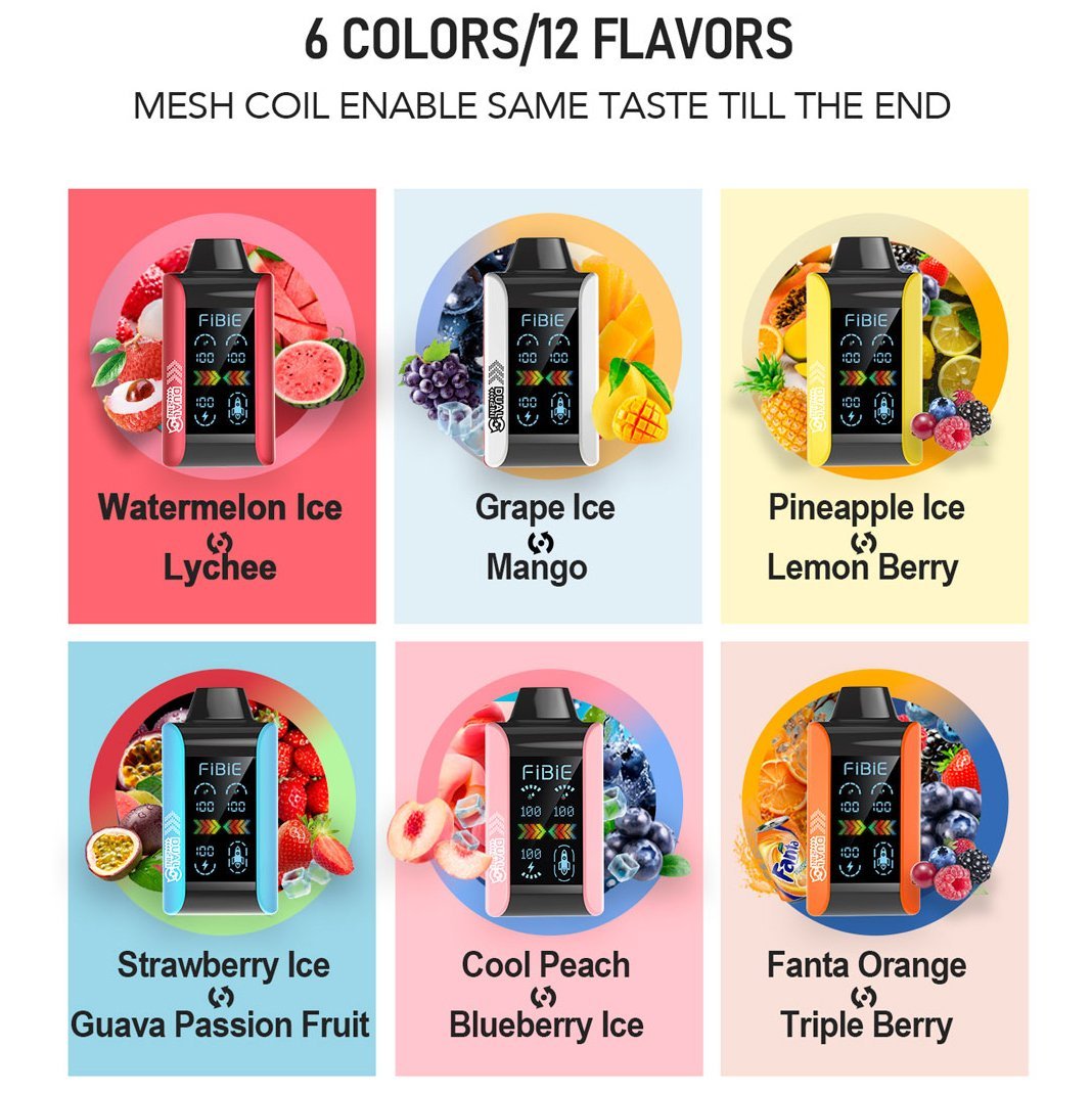 GRAPE ICE & MANGO -FIBIE 15000 PUFFS Dual Flavors Disposable Vapor Wands(15000 PUFFS)