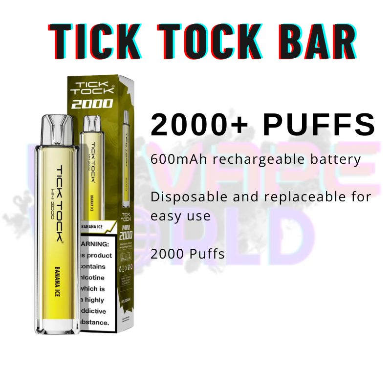 Strawberry Kiwi  Tick Tock Mini 2000 Puff Kit