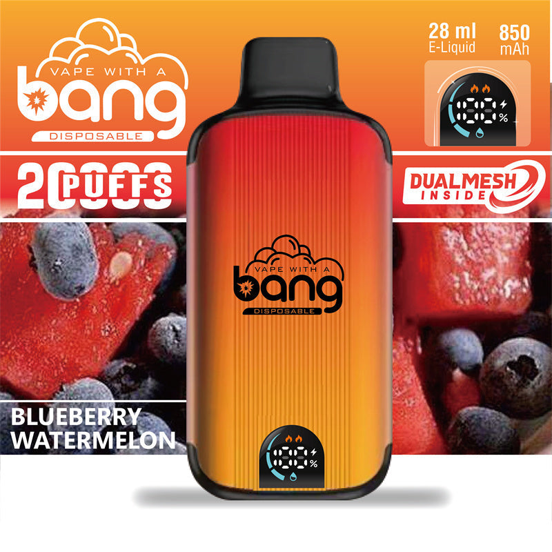 Bang Disposable Vape 20000 puffs Original Randm Tornado(0% to 5% Nicotine) Digital Smart Screen 25.0mL 650mAh 12 Flavors