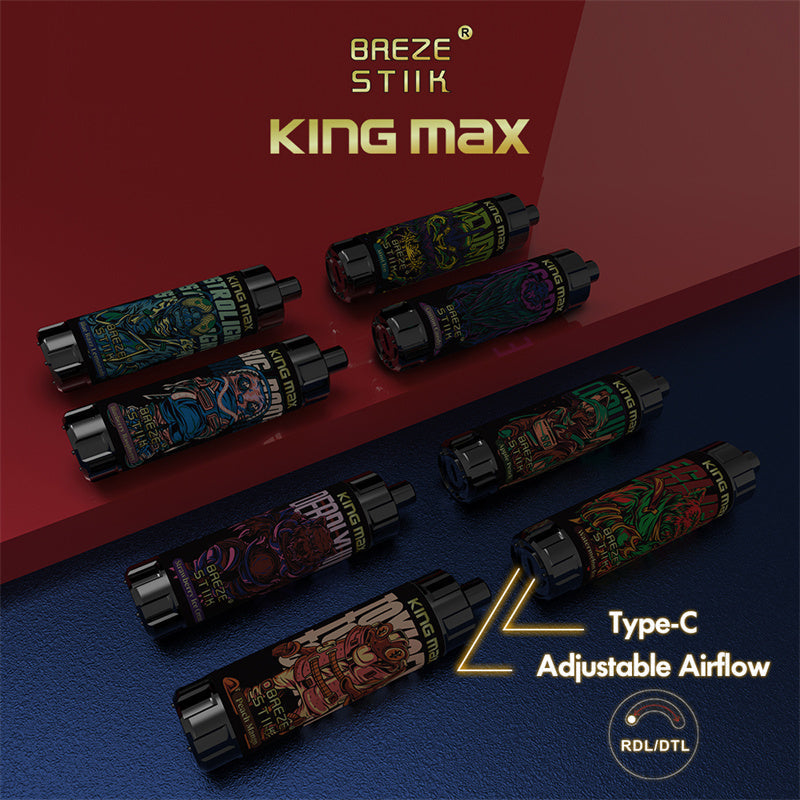 Breze Kingmax 10K Puffs | Sub-Ohm DTL | 20ml 0-5% Nic | 12 Flavors