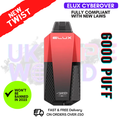 Strawberry Raspberry Cherry Elux CyberOver 6000 Puff 6K Kit