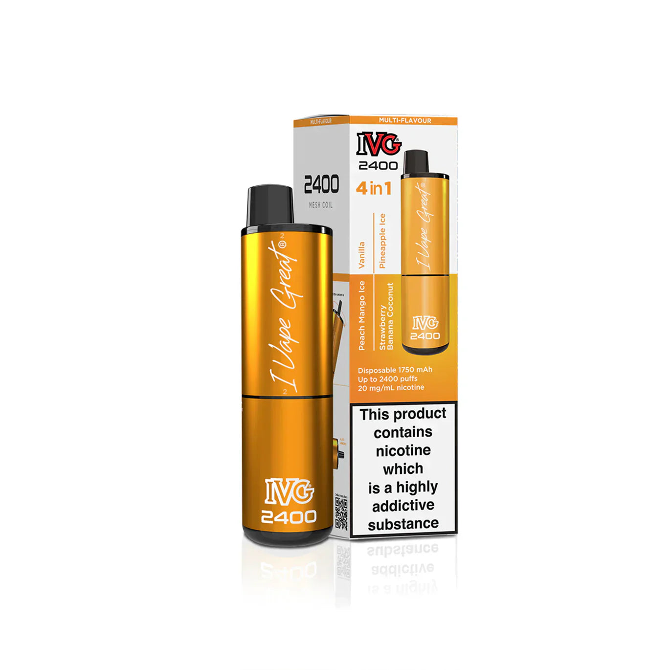IVG 2400  MULTI FLAVOUR EDITION Disposable Vape lodging 4 x 2ml units 20 mg TPD