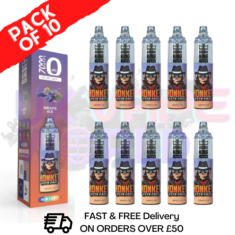 Grape ICE - AROMA KING 7000 Puff (0MG) Pack Of 10