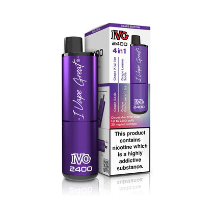 IVG 2400  MULTI FLAVOUR EDITION Disposable Vape lodging 4 x 2ml units 20 mg TPD