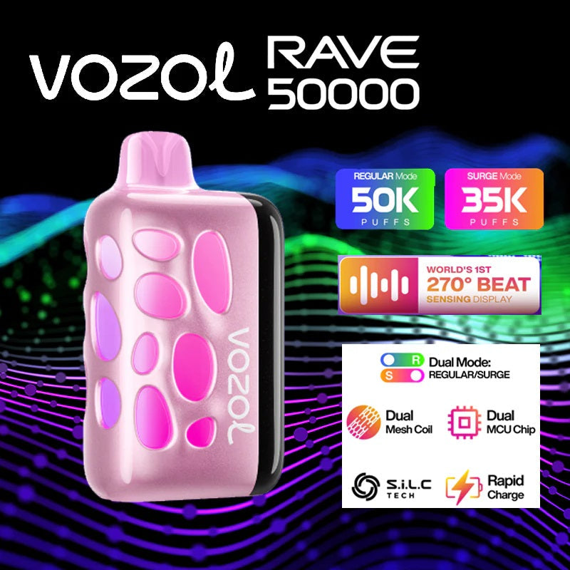VOZOL RAVE 50000 Puffs Disposable Vape Wholesale 5% (50mg/ml) Nicotine Strength